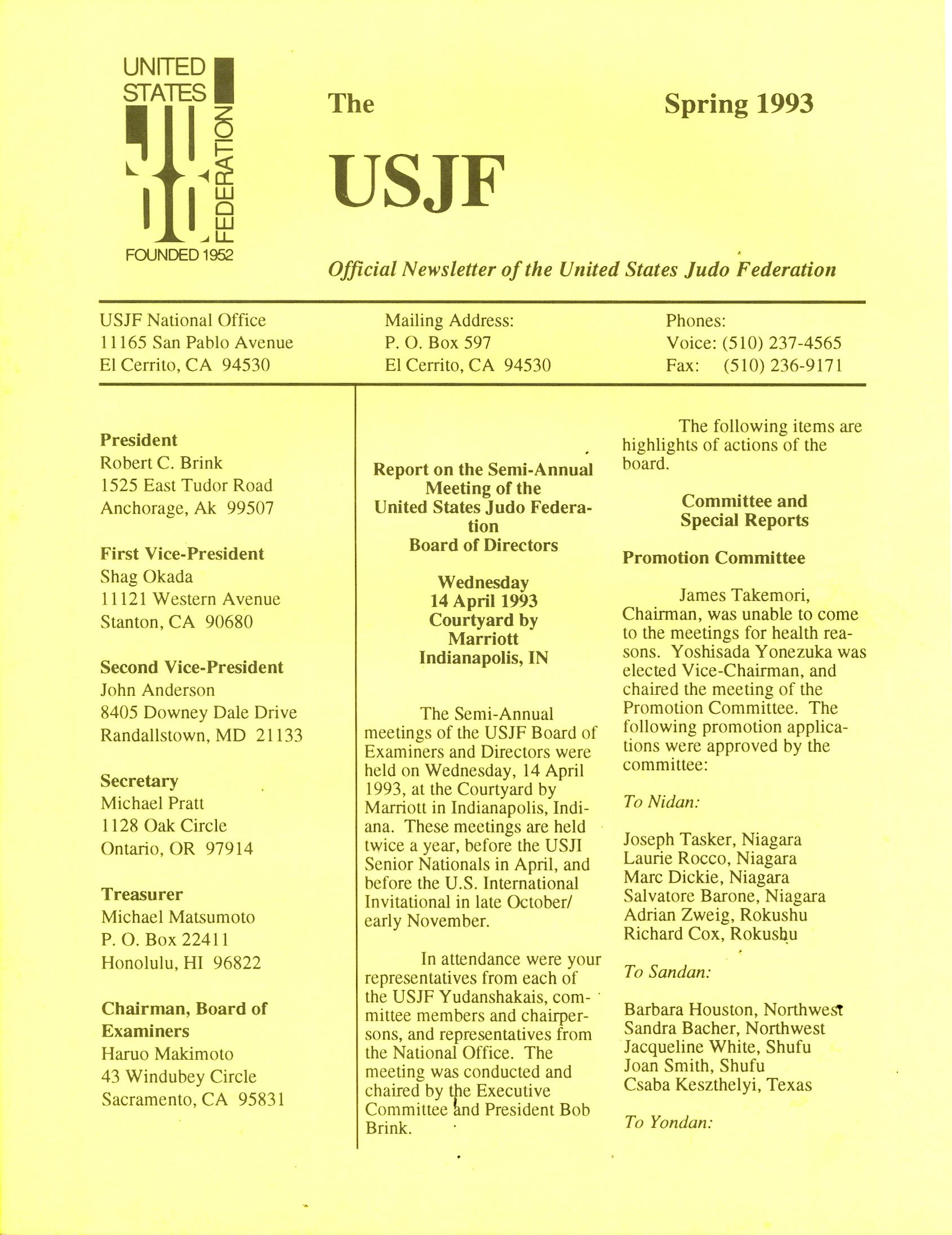 Spring 1993 The USJF